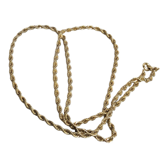 Twisted Gold Tone 22in Rope Chain Necklace Mens Womens Unisex Jewelry - Picture 6 of 6